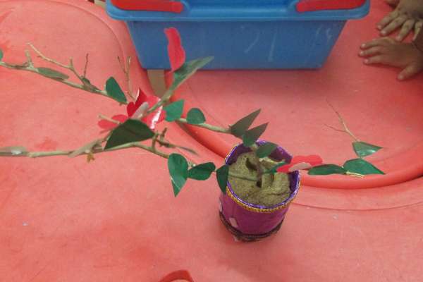 STEM experiment done by our Lower Nursery students (Parts of Plant - Leaves)