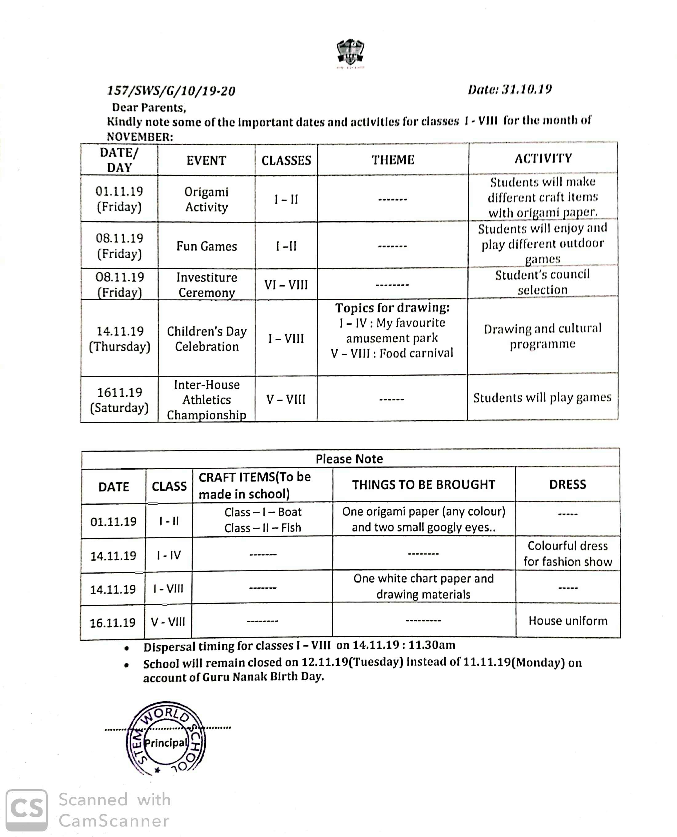 NOVEMBER ACTIVITY NOTICE_I-VIII